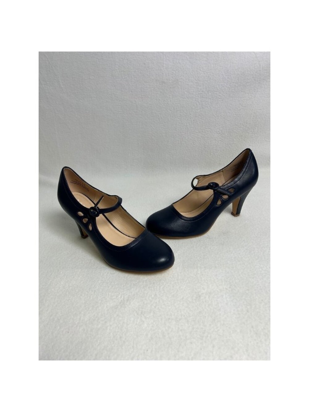 J. Adams Pixie Mary Jane Heels Womens 8.5 Navy Blue Excellent T-Strap Pump
